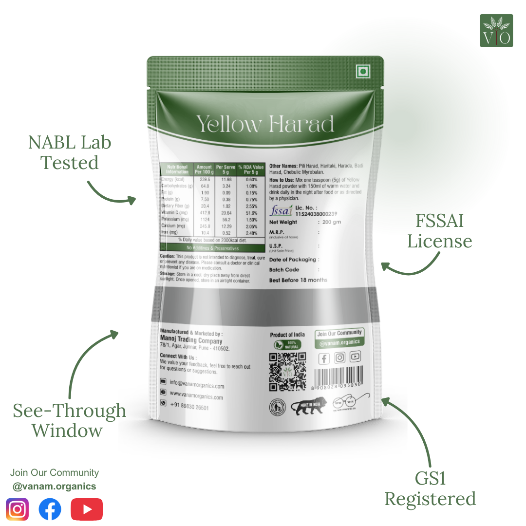 Whole Harad (Raw Haritaki) – 100% Pure | Vanam Organic